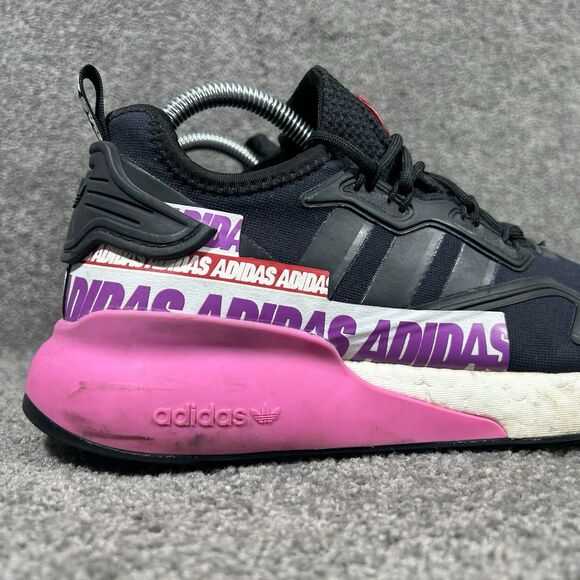 Adidas ZX 2K Boost FX7050 Womens Sz 8.5 Black Wordmark Heel Stripe Running Shoes - Picture 2 of 13